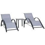 3 Pieces Lounge Chair Set Garden Sunbathing Chair W/ Table | Light Slate Gray