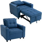 3-in-1 Sofa Bed, Convertible Sleeper Chair With Adjustable Backrest | Blue
