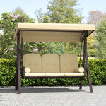3 Seater Garden Swing Chair With Cup Trays Brown