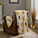 Pumpkin Party Throw Natural – Autumn Harvest Pumpkin Print Fleece Blanket 140x180cm | 140cm x 180cm | Natura