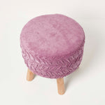Lyla Pleated Velvet Footstool, 40 Cm Tall | Purple