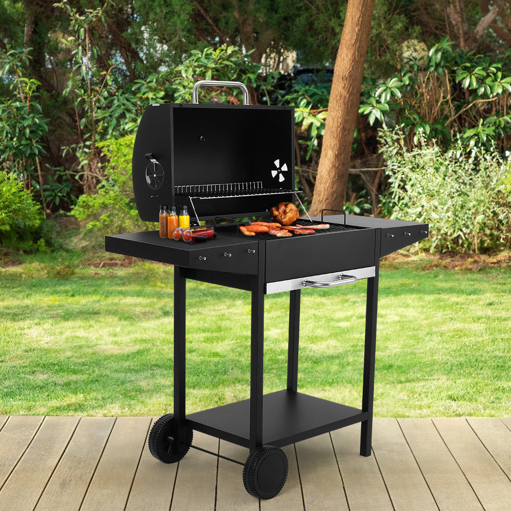 Charcoal BBQ Grill with Lid, Carbon Steel Barbecue