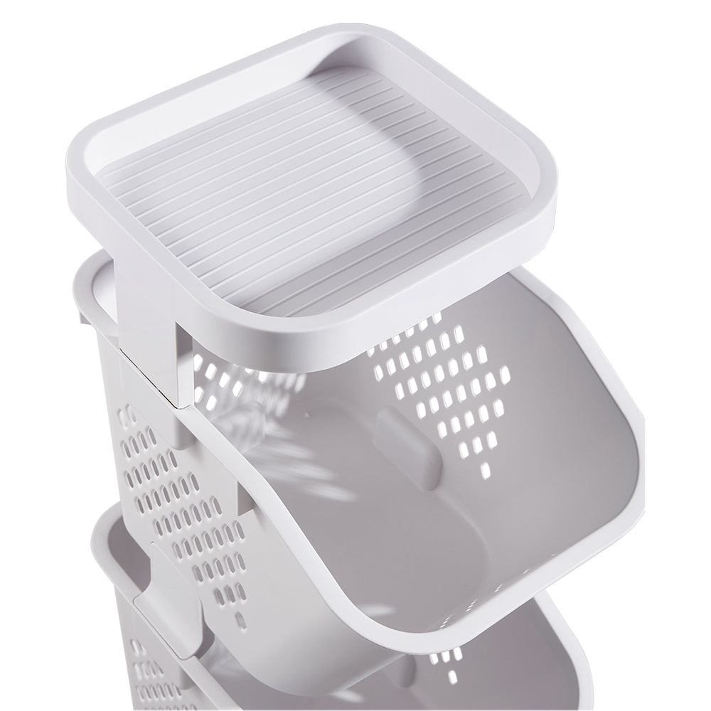 3-tier Storage Rack Laundry Baskets With Casters