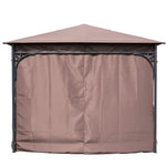 Garden Metal Gazebo Marquee Patio Party Tent Canopy Shelter | Brown