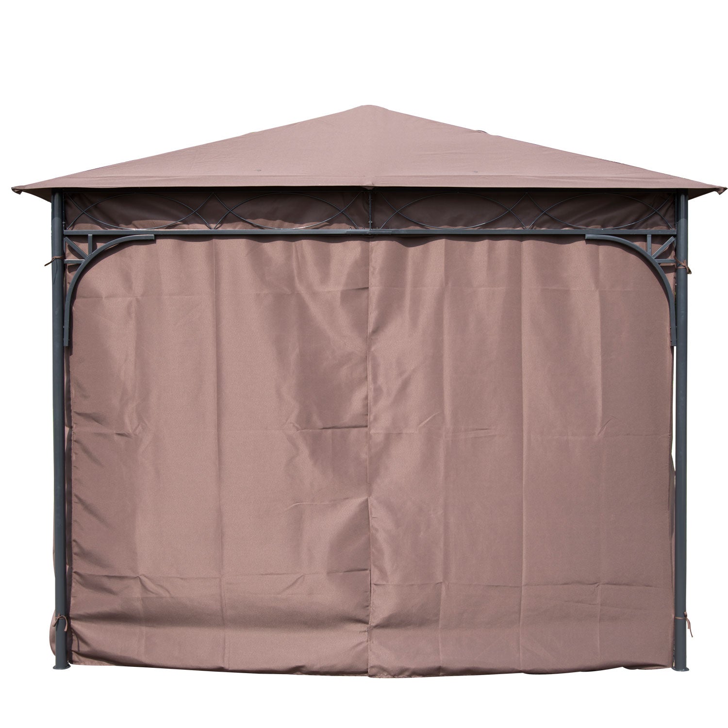 Garden Metal Gazebo Marquee Patio Party Tent Canopy Shelter | Brown