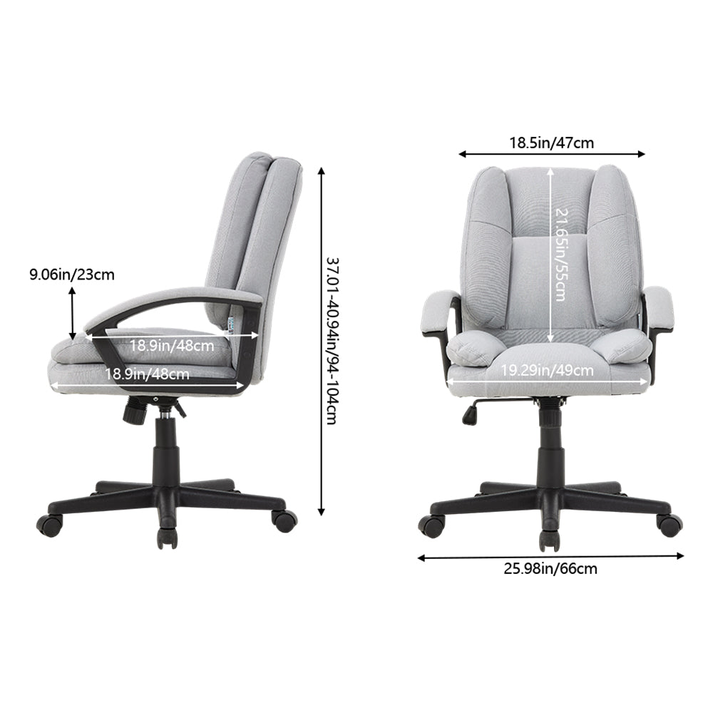 Linen Office Chair With High Back, Adjustable Gas Lift, 360° Swivel & Armrests