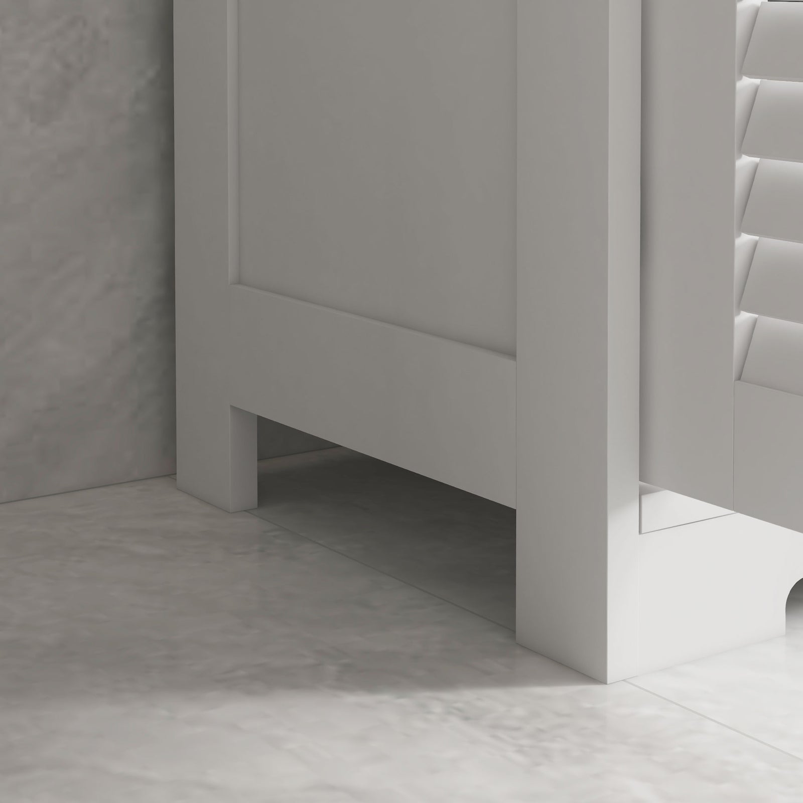 Free Standing Bathroom Storage Cabinet With Louvred Doors | One Size | White