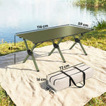 4ft Folding Camping Table, Picnic Table With Roll Up Top | Green
