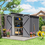 5 X 9ft Galvanised Metal Garden Shed With Foundation Kit | Grey