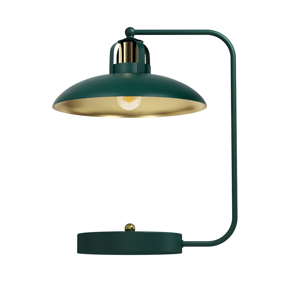 Felix Hand Made Designer Table Lamp Rugged Industrial With A Luxurious Twist | Green