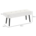 End Of Bed Bench With Thick Padding, Steel Legs For Entryway | One Size | Cream