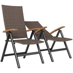 Outdoor Folding Rattan Chair, Dining Chair | Set of 2 | Brown
