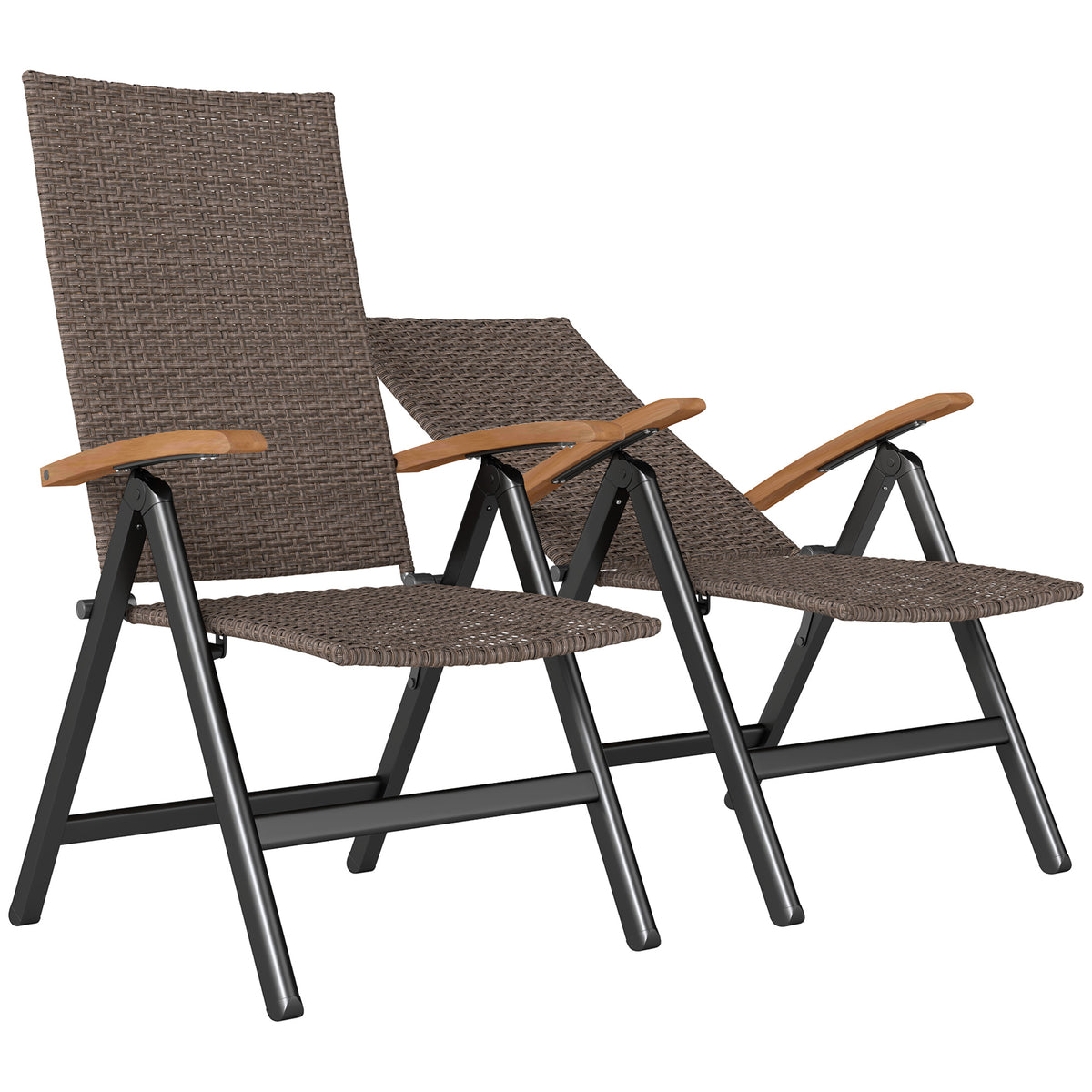 Outdoor Folding Rattan Chair, Dining Chair | Set of 2 | Brown