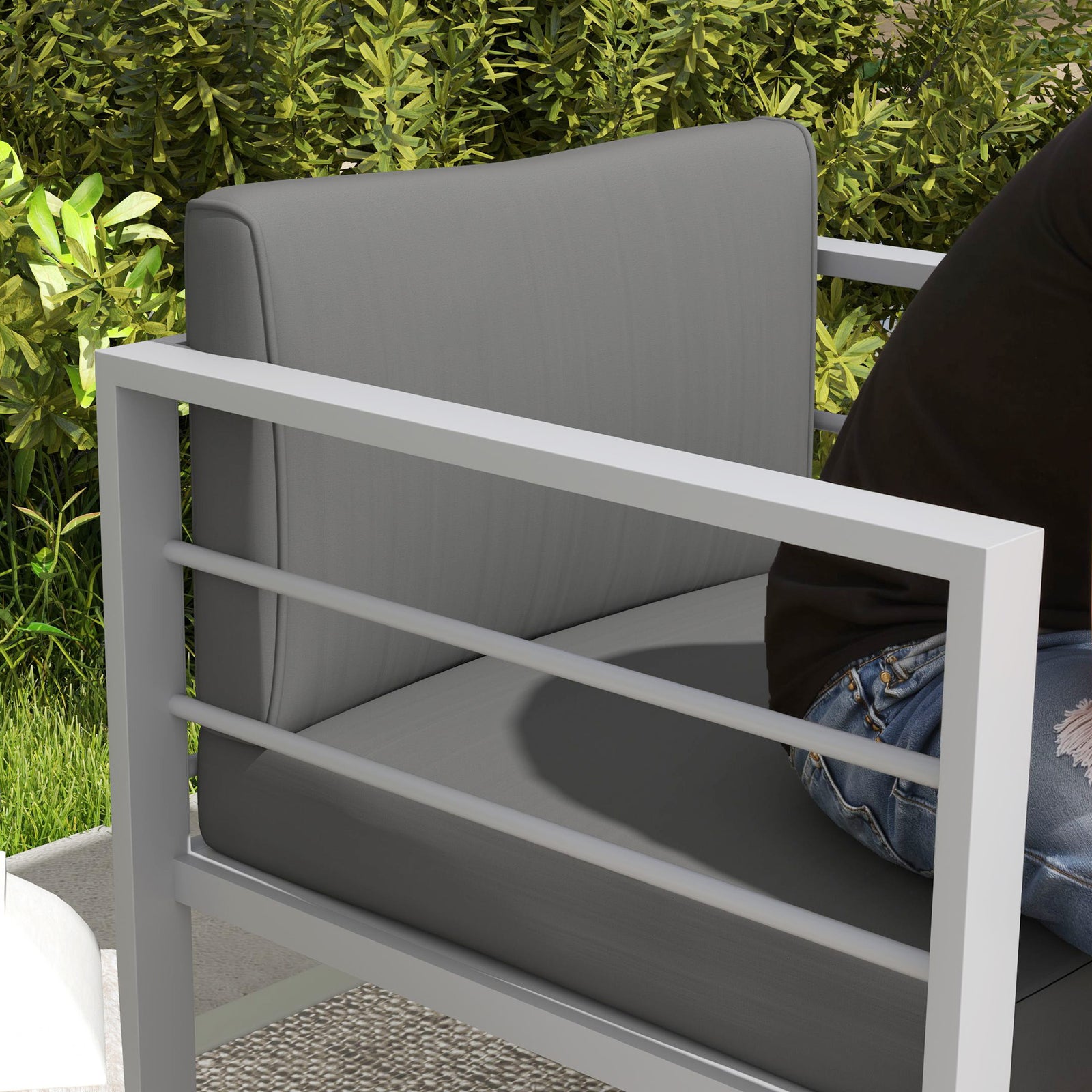 Patio Furniture Aluminium Armchair W/ Cushions