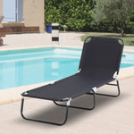 Portable Folding Lounger W/ Adjustable Back | Set-of-1 | Black