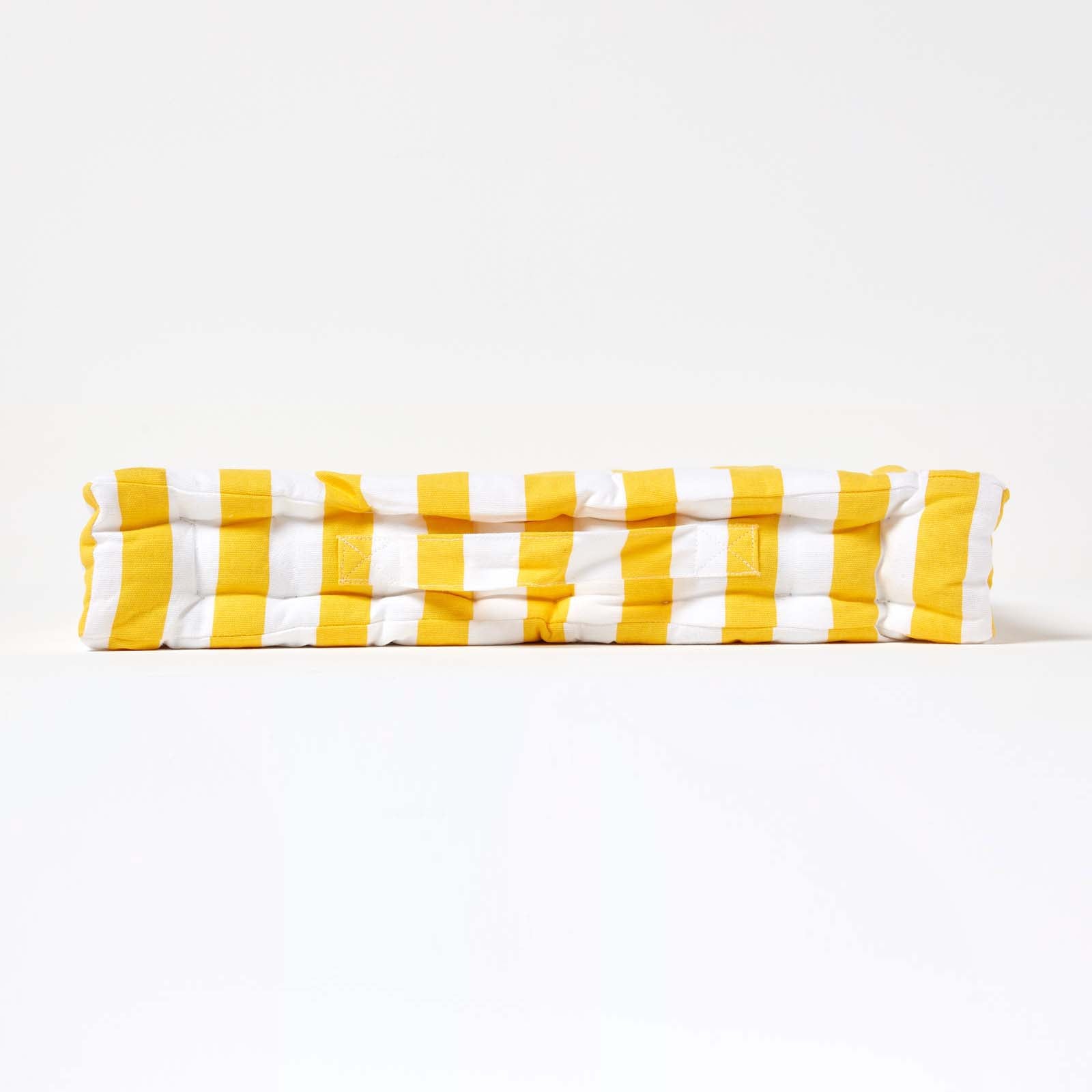 Cotton Thick Striped Floor Cushion | 50cm x 50cm | Yellow