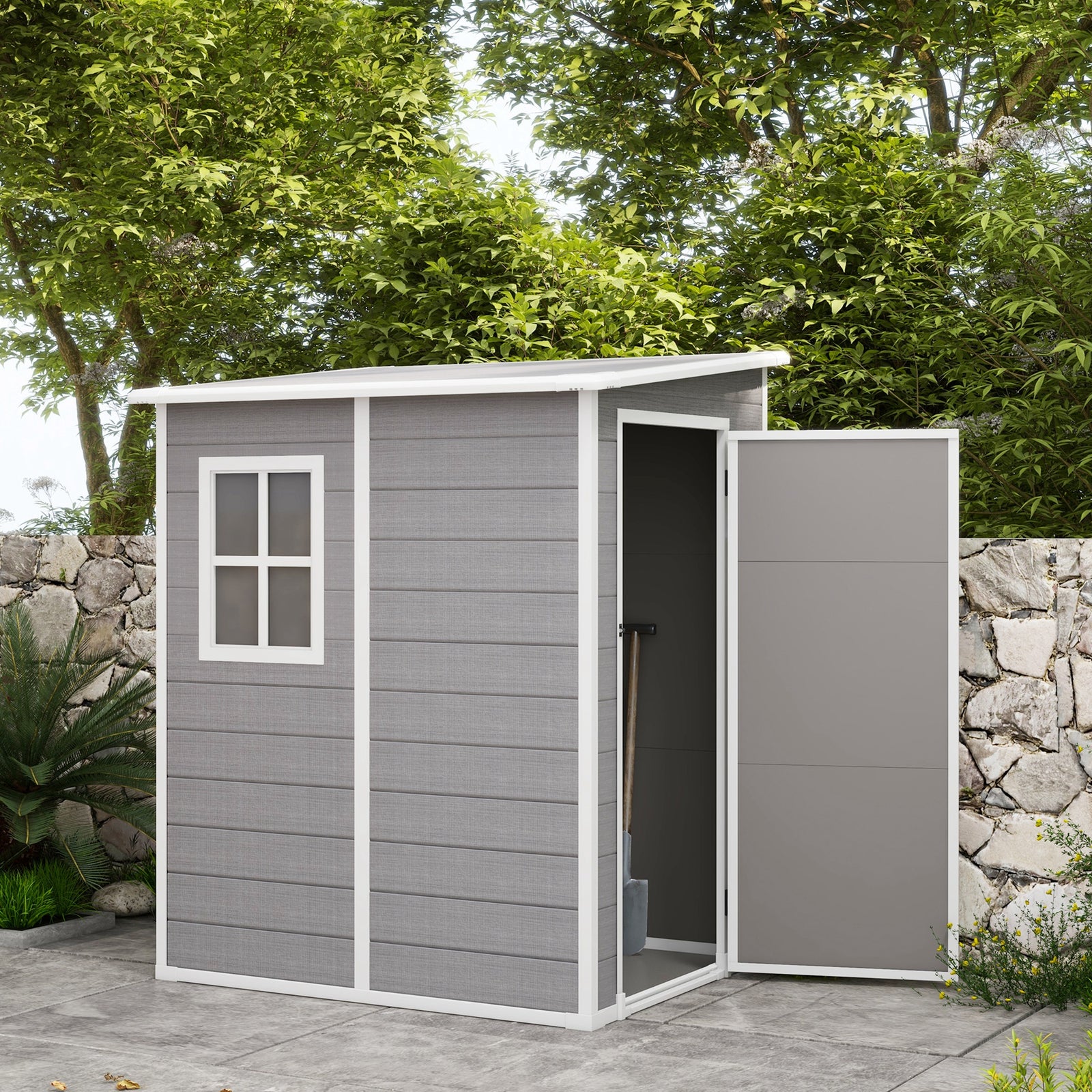 Plastic Garden Shed, Lockable Tool Storage House Lean To