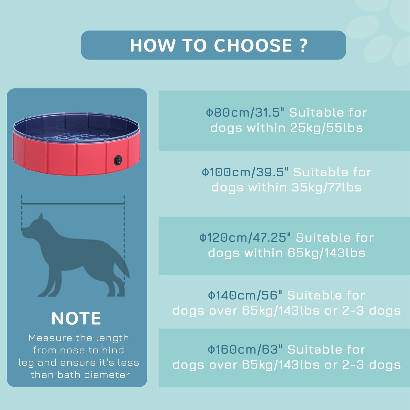Pawhut Pet Paddling Pool Cat Dog Indoor/ Outdoor Foldable 80cm Diameter | Maroon