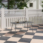 Garden Table For 4/6 Person W/ Slat Top, Steel | Large | Gray