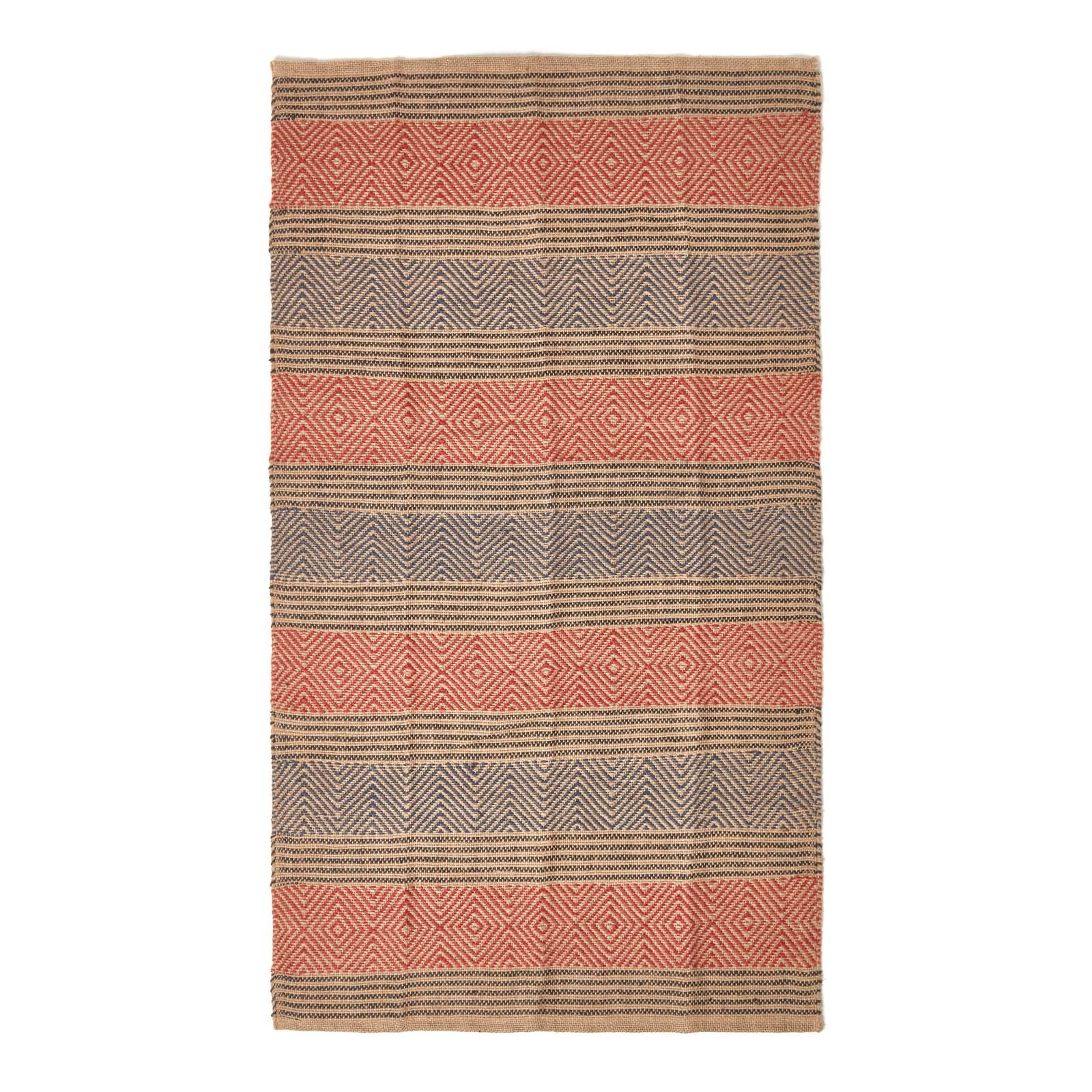 Multicolour Striped Jute Rug | 60cm x 100cm | Orange
