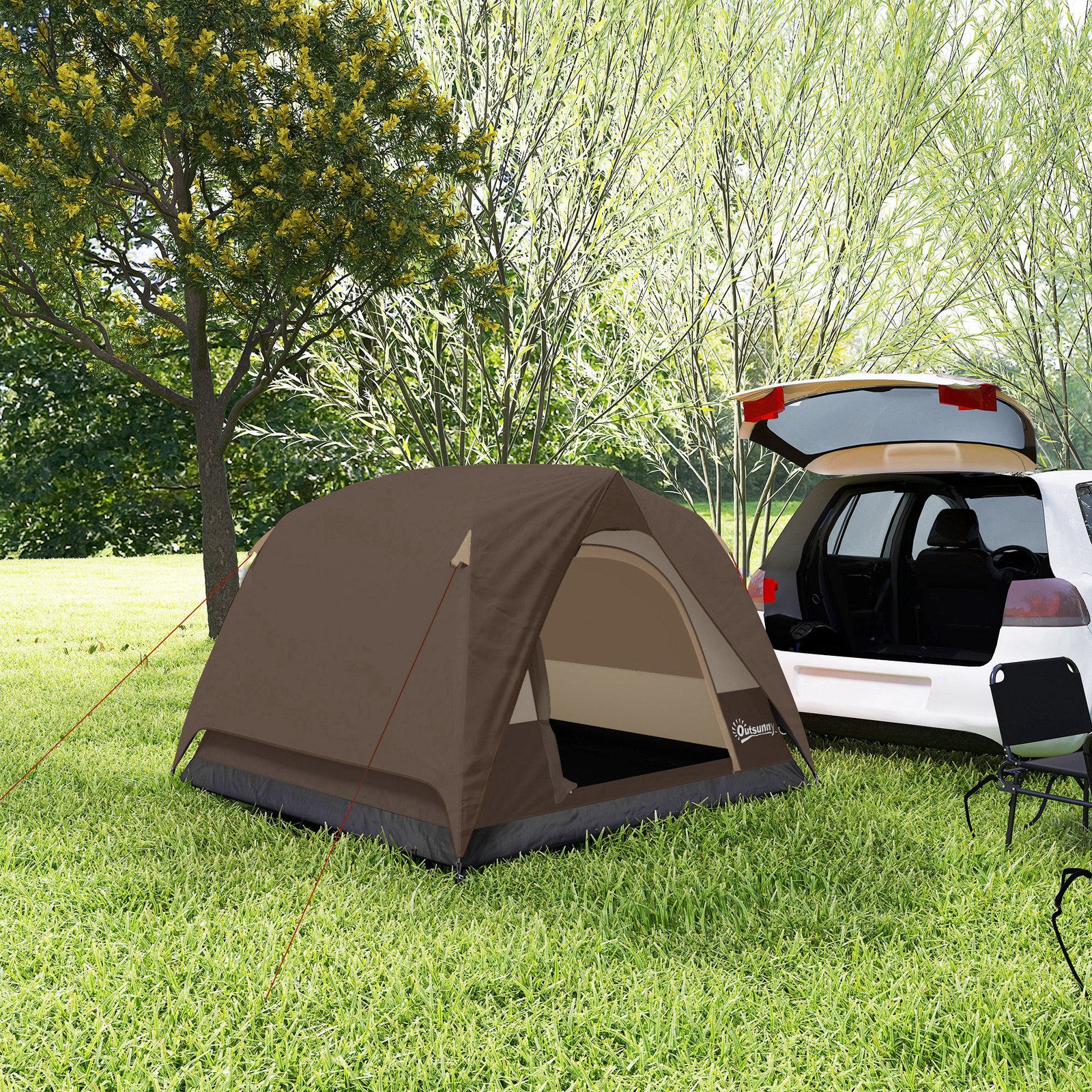 3-4 Person Camping Tent, Waterproof Tent | Brown