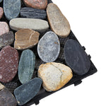 6pcs Interlocking Natural Stone Deck Tiles, 30x30cm Square Outdoor Patio Flooring, Durable Garden Pathway & Poolside Tiles | Multi Colour