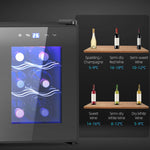 Mini Wine Fridge, 6 Bottle, With Glass Door, Touch Screen