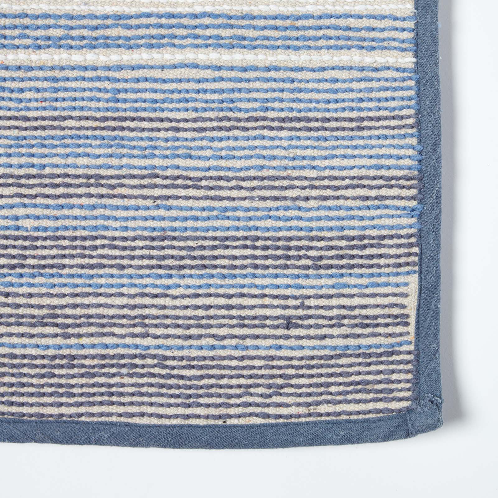 Stripe Cotton Bath Mat | 50 x 80cm | Blue & White