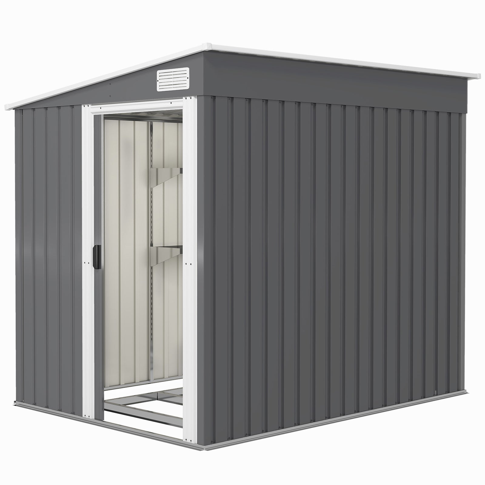7 X 5ft Garden Shed W/ Foundation Lean To Metal Tool Shed