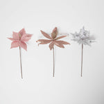 HOMESCAPES Artificial Set Of 3 Pink Poinsettia Single Stem Decorations