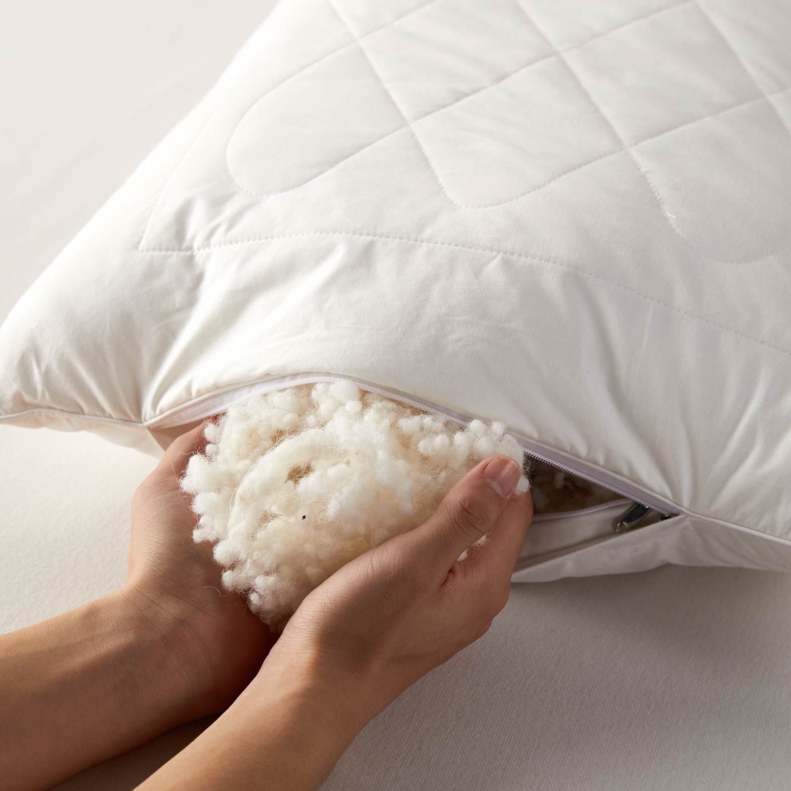 Premium Wool King Size Pillow With Quilted Case, 19 X 35"