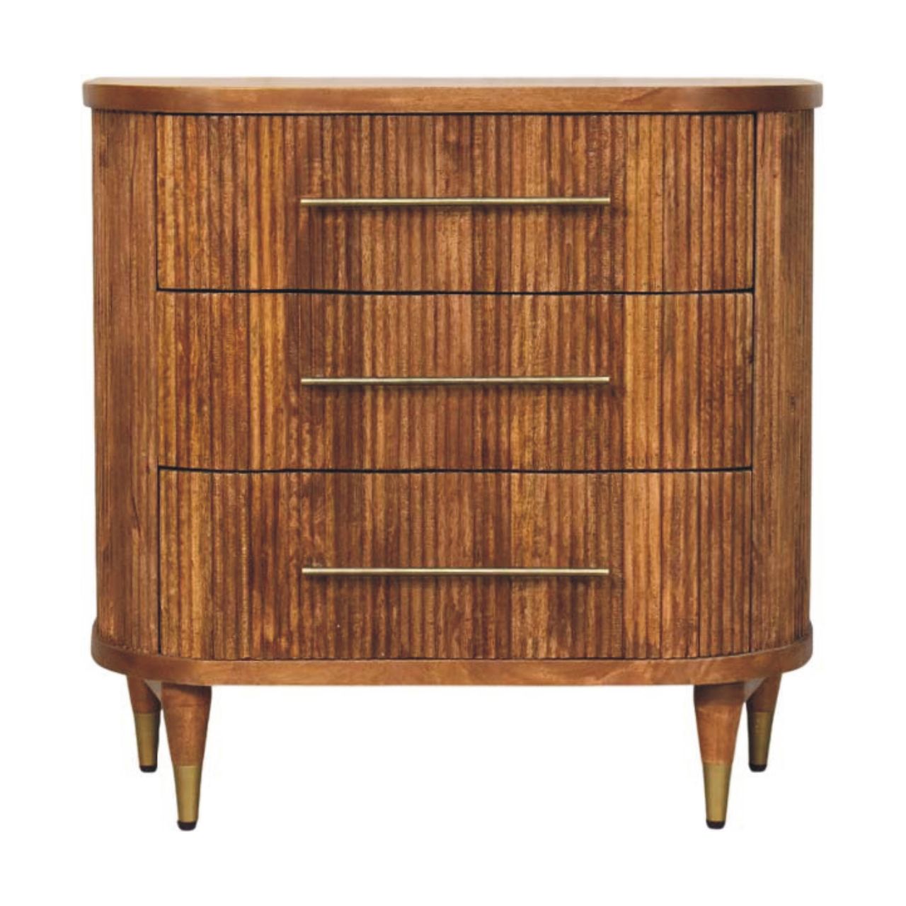 Solid Mango Wood, 3 Drawers, Dark Brown