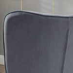 Button Tufted Armchair With Footstool Gold Tone Steel Legs | One Size | Dark Gray