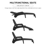 Outdoor Folding Lounge Chair Recliner With Wheels | Black