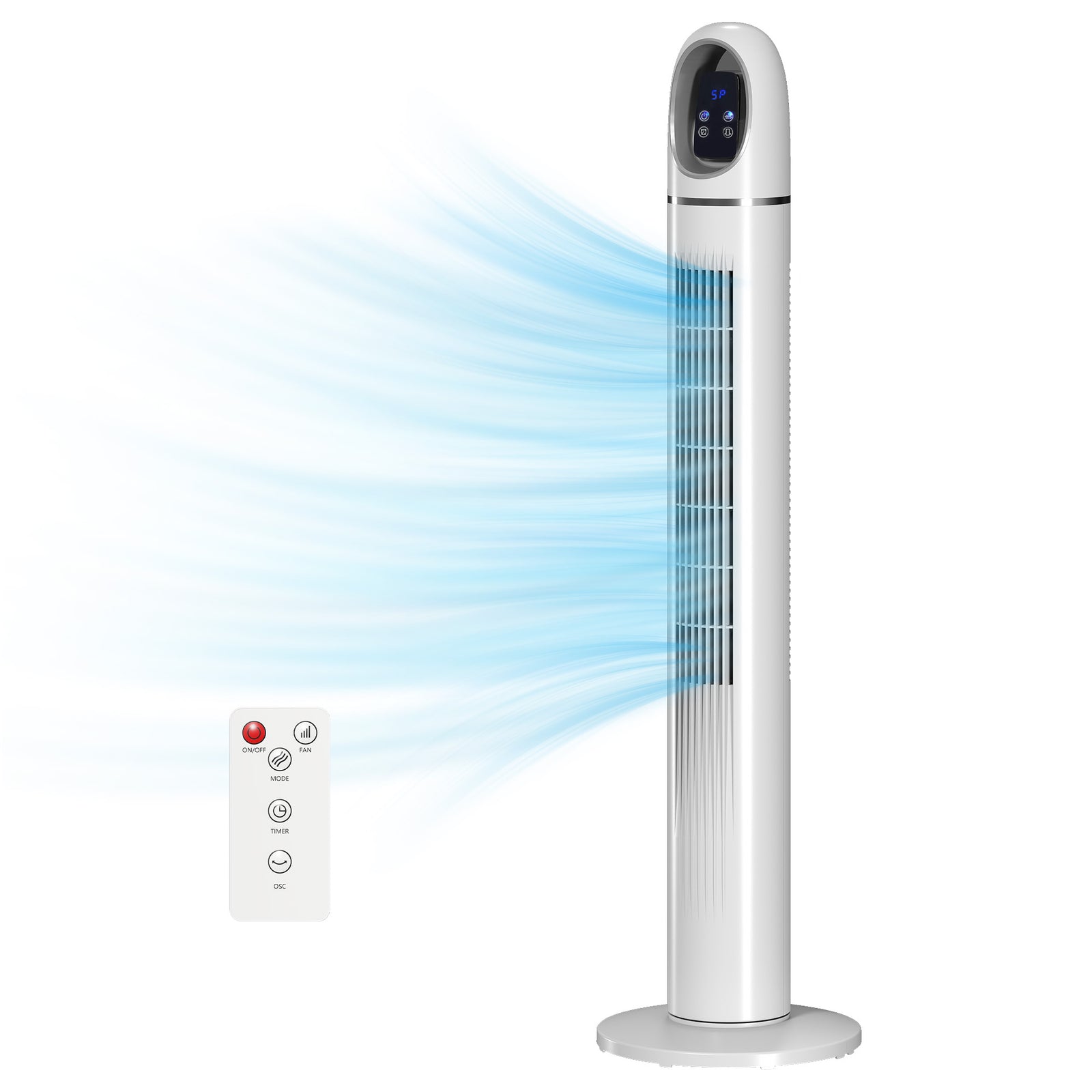 HOMCOM Tower Fan For Bedroom, Standing Floor Fan With 70° Oscillating