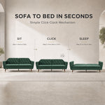 Victoria Velvet Sofa Bed 3 Seater | Green