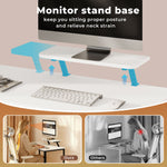 Computer Desk Home Office Table With Storage Shelves Monitor Stand | White