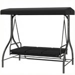 3 Seater Canopy Swing Chair Porch Hammock Bed | Black