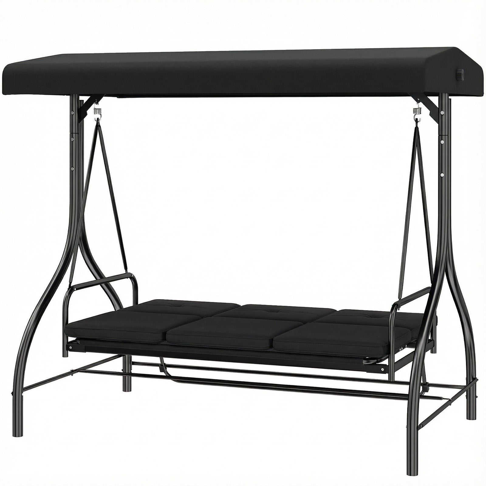 3 Seater Canopy Swing Chair Porch Hammock Bed | Black