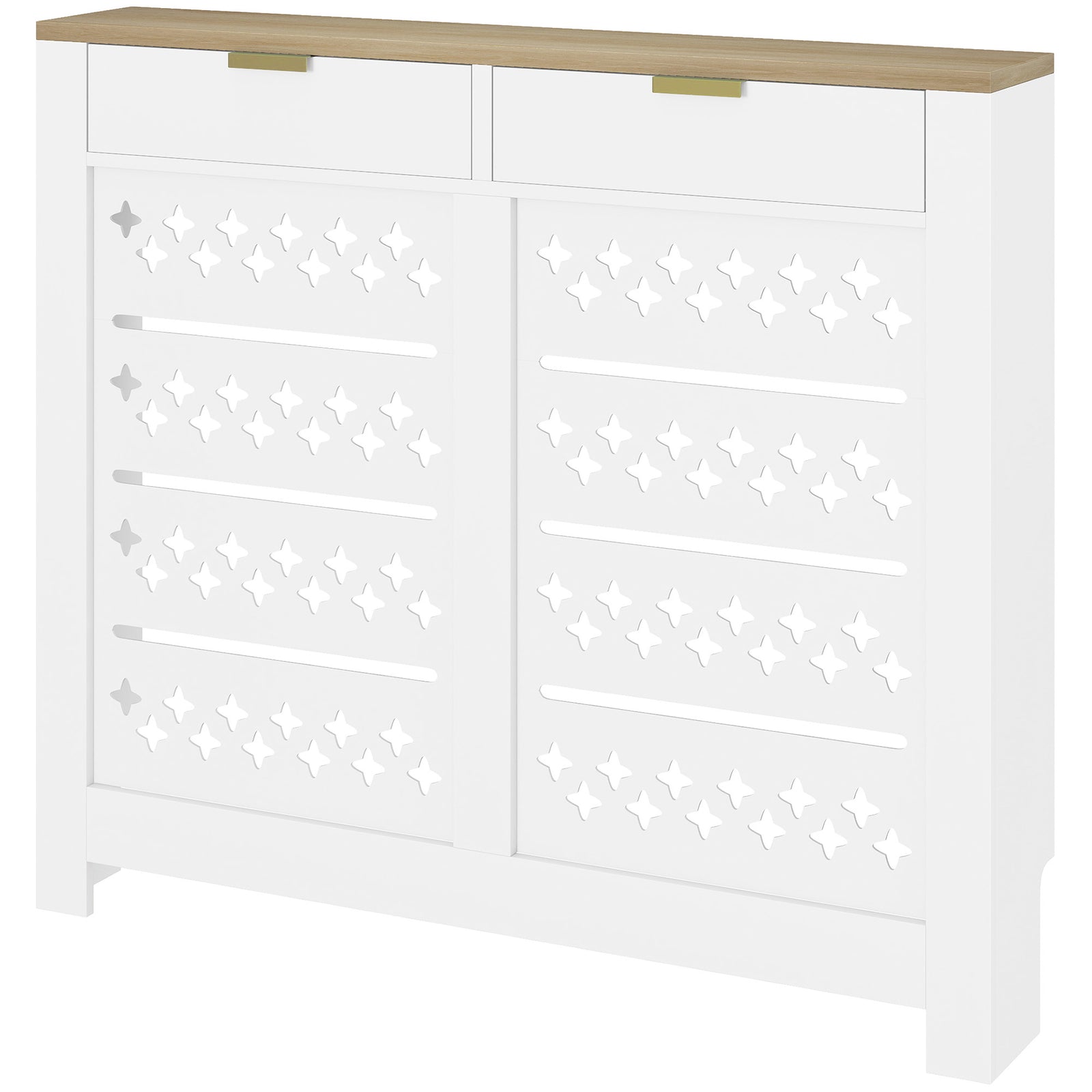 Heater Cover With Flip Drawer And Top Shelf 108 X 19 X 95.5 Cm White