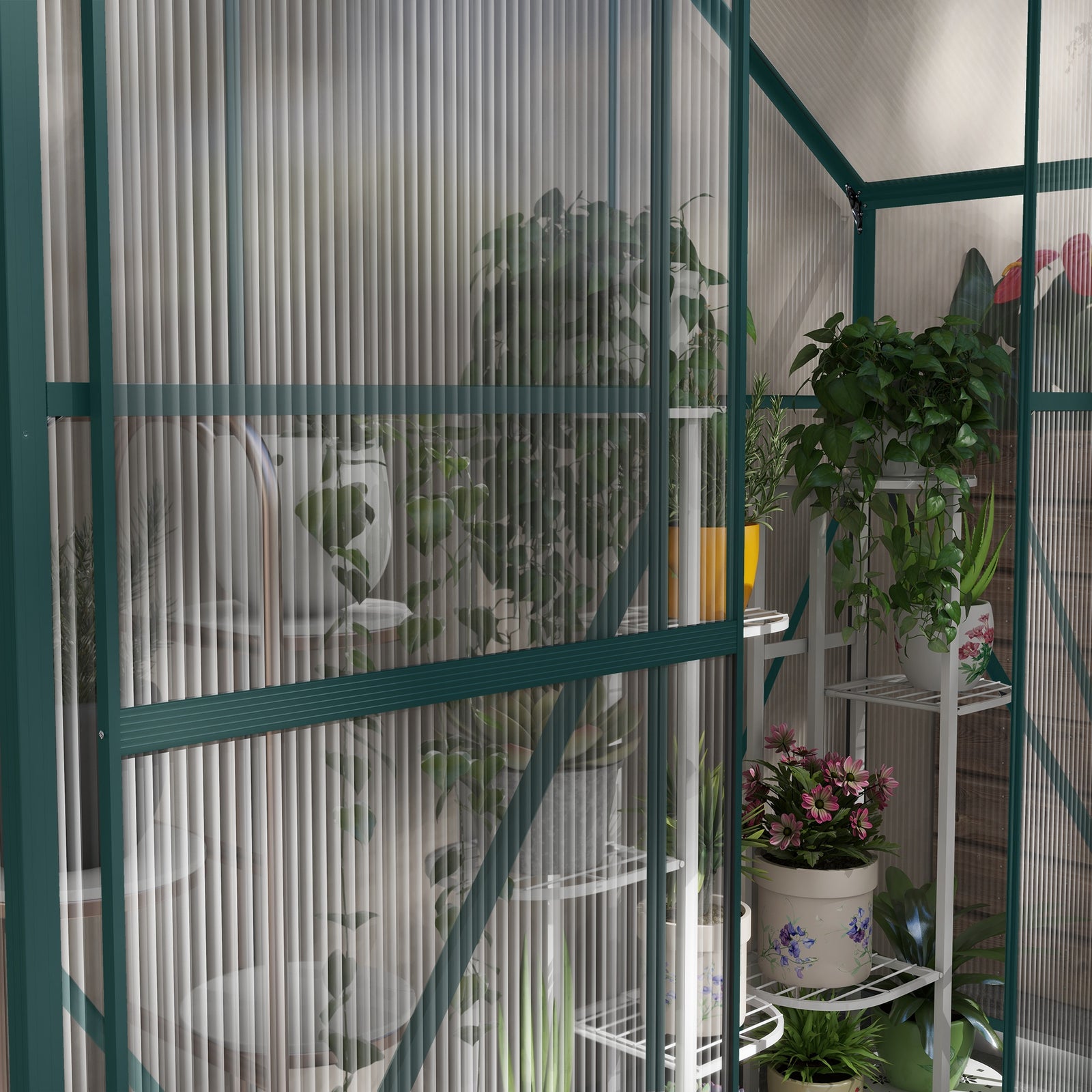 6x2.5ft Aluminium Polycarbonate Greenhouse | Green