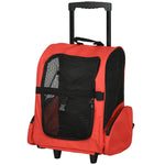 Pet Travel Backpack Bag Cat Puppy Dog Carrier W/ Trolley And Telescopic | Red