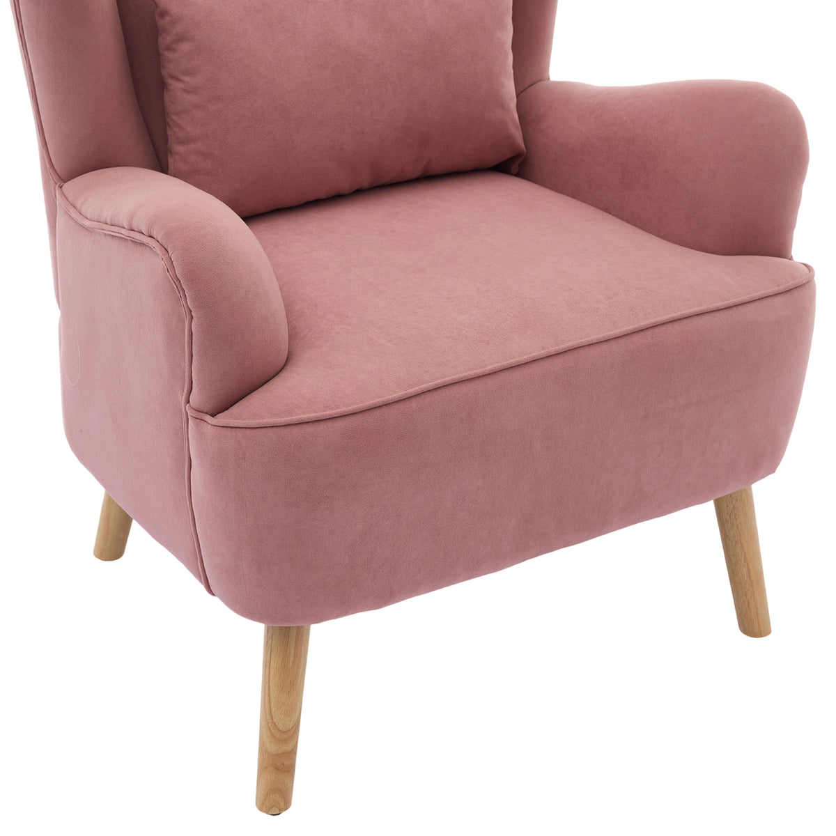 Modern Wingback Accent Chair Armchair With Footstool And Lumbar Pillow | Pink