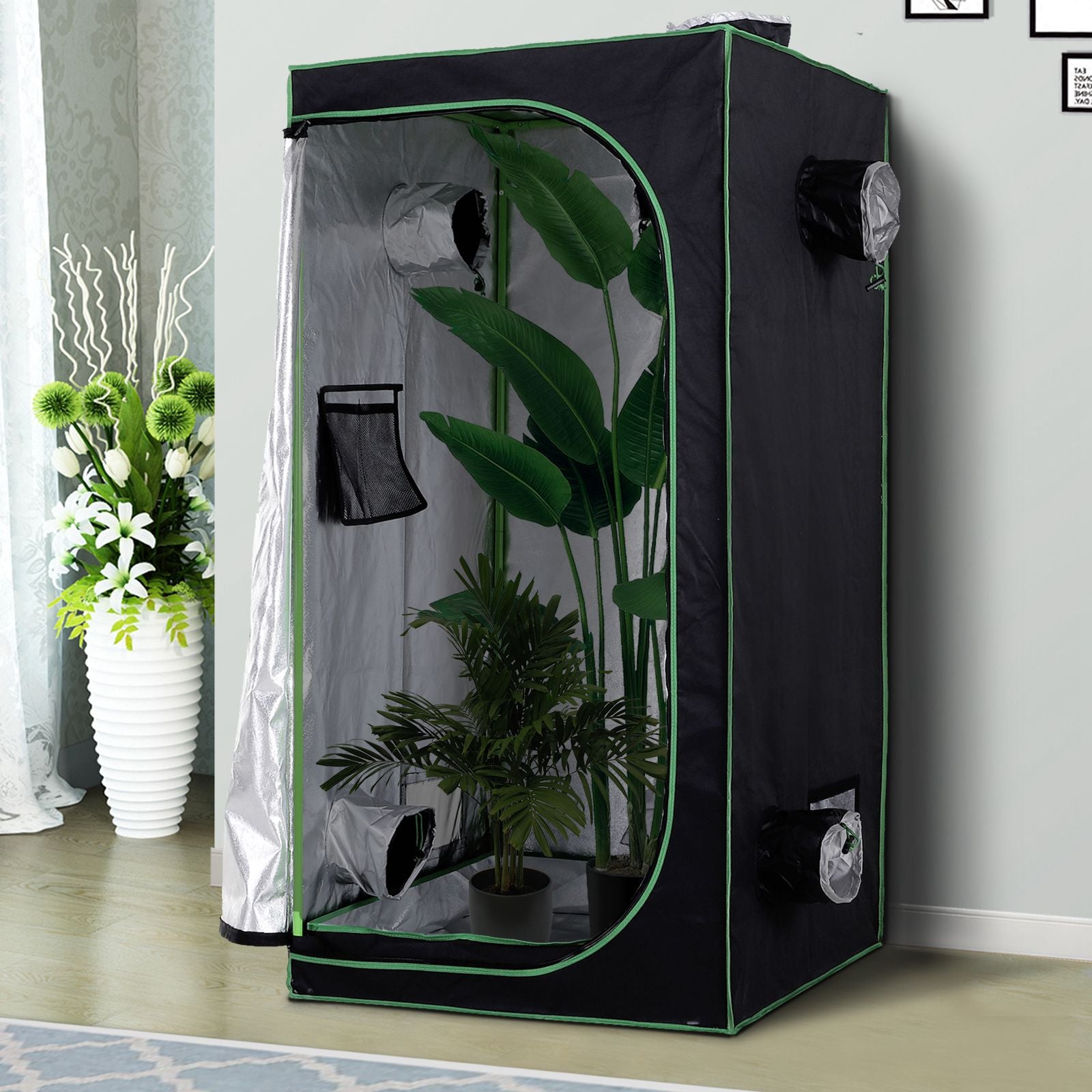 80x80x160cm Indoor Plant Grow Tent Hydroponic Mylar | Black