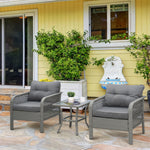 3pc Patio Rattan Wicker Bistro Set Conversation Furniture | Gray