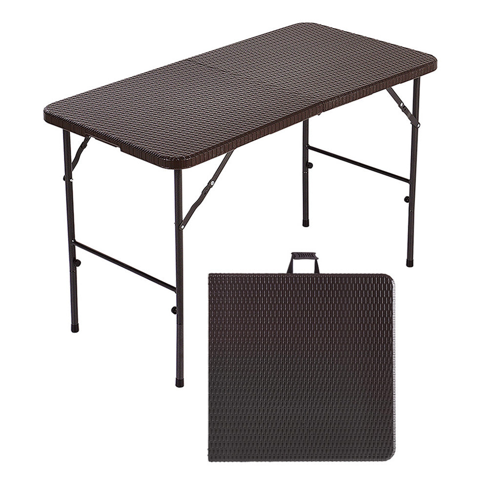 Rectangular Rattan Plastic Folding Table Black/brown | One Size | Brown