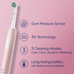 Pro 1 Cross-action Electric Rechargeable Toothbrush With 3 Modes, Pink