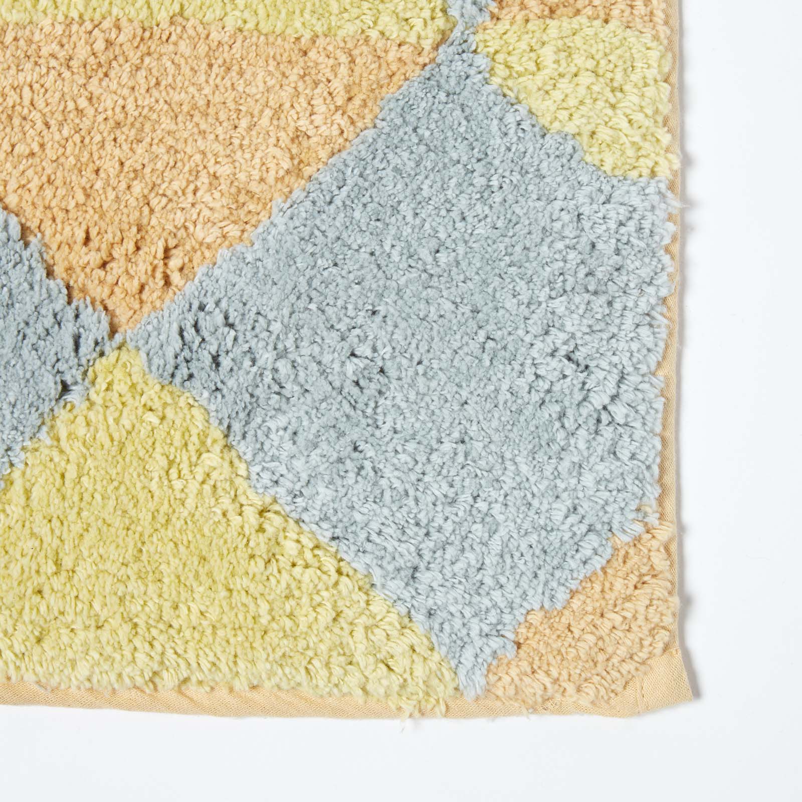 Harlequin Pattern Cotton Bath Mat | 50 x 80cm | Mustard