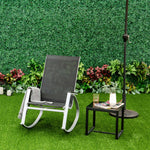 Metal Rocking Chair Lounger, High Back, Black