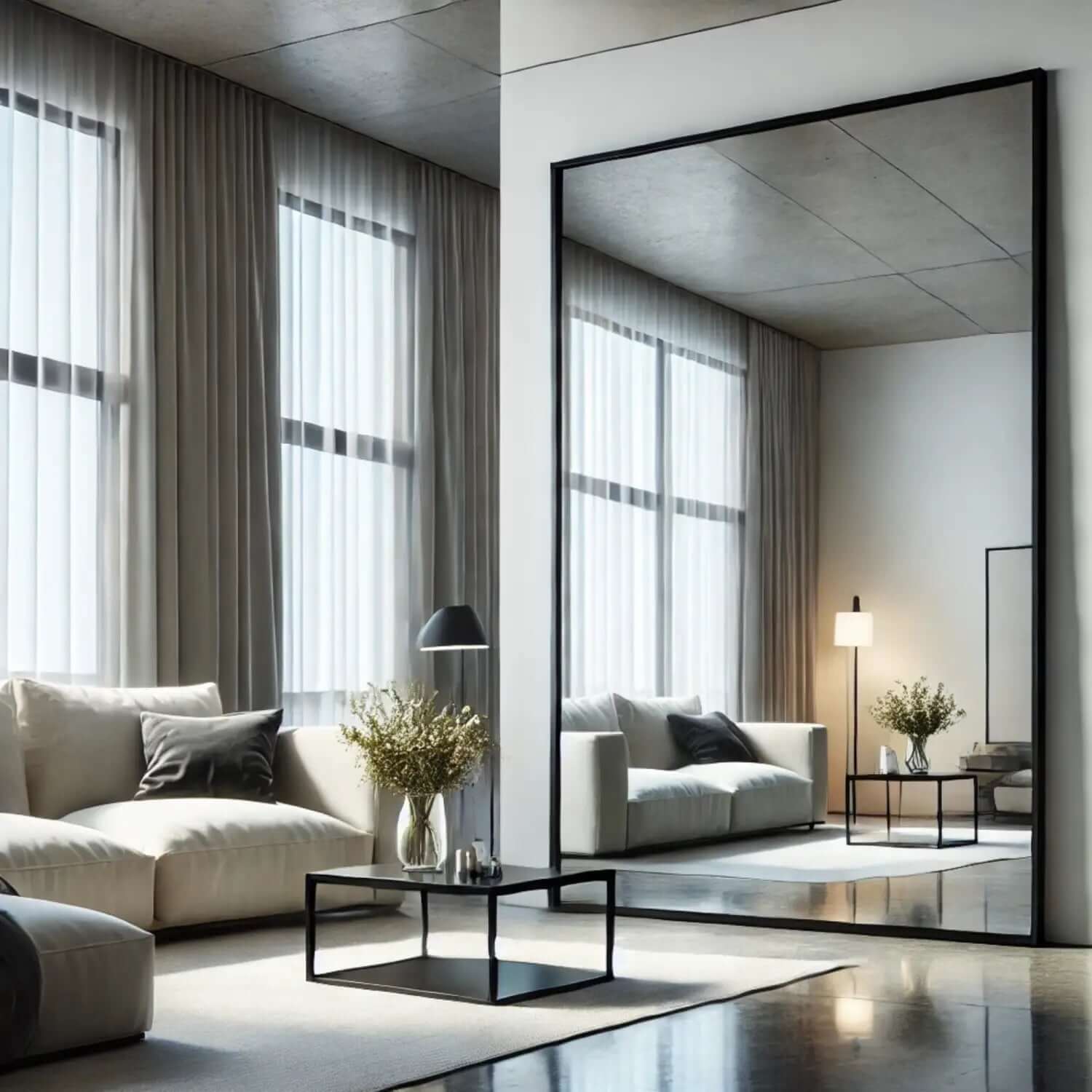 Takara - Leaner Black Metal Rectangle Mirror | 200cm x 120cm
